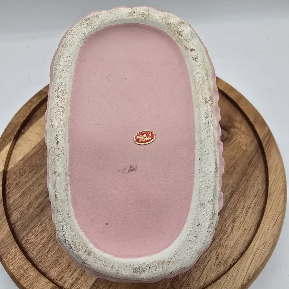 VTG Baby Bassinet Planter Sankyo ROCKABYE BABY Music Box WORKS Pink Japan